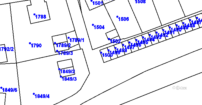 Parcela st. 1500 v KÚ Zruč nad Sázavou, Katastrální mapa