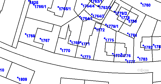 Parcela st. 1771 v KÚ Zruč nad Sázavou, Katastrální mapa