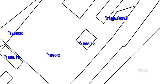 Parcela st. 1886/12 v KÚ Zruč nad Sázavou, Katastrální mapa