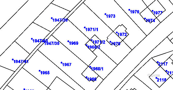 Parcela st. 1968/2 v KÚ Zruč nad Sázavou, Katastrální mapa