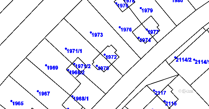 Parcela st. 1972 v KÚ Zruč nad Sázavou, Katastrální mapa