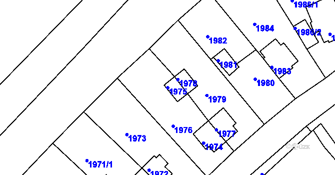 Parcela st. 1975 v KÚ Zruč nad Sázavou, Katastrální mapa