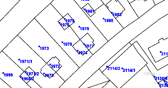 Parcela st. 1977 v KÚ Zruč nad Sázavou, Katastrální mapa