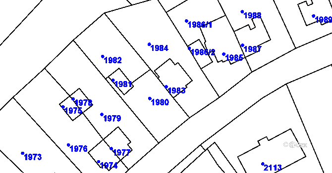 Parcela st. 1983 v KÚ Zruč nad Sázavou, Katastrální mapa