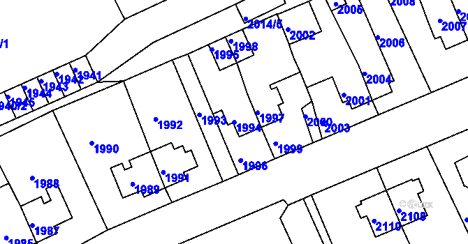 Parcela st. 1994 v KÚ Zruč nad Sázavou, Katastrální mapa