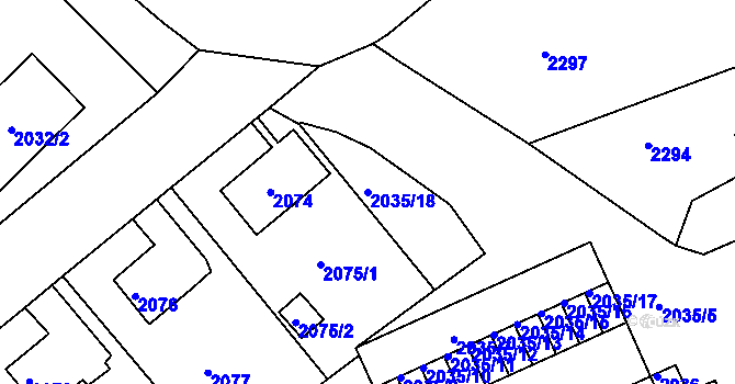 Parcela st. 2035/18 v KÚ Zruč nad Sázavou, Katastrální mapa