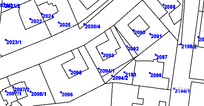 Parcela st. 2093 v KÚ Zruč nad Sázavou, Katastrální mapa