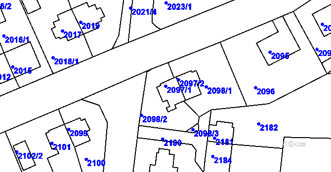 Parcela st. 2097/1 v KÚ Zruč nad Sázavou, Katastrální mapa