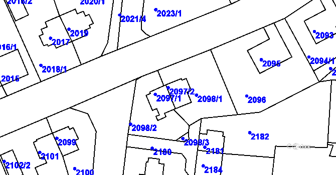 Parcela st. 2097/2 v KÚ Zruč nad Sázavou, Katastrální mapa