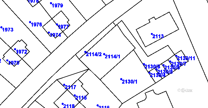 Parcela st. 2114/1 v KÚ Zruč nad Sázavou, Katastrální mapa