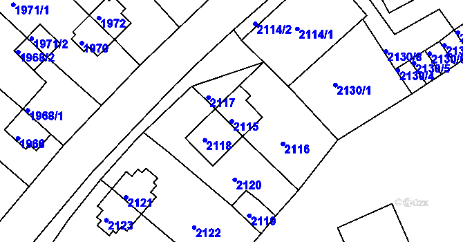 Parcela st. 2115 v KÚ Zruč nad Sázavou, Katastrální mapa