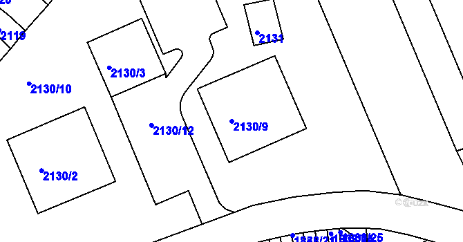 Parcela st. 2130/9 v KÚ Zruč nad Sázavou, Katastrální mapa