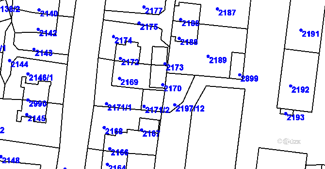 Parcela st. 2170 v KÚ Zruč nad Sázavou, Katastrální mapa
