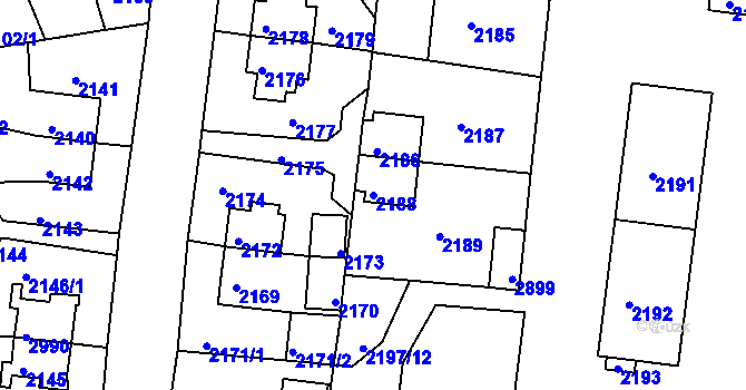 Parcela st. 2188 v KÚ Zruč nad Sázavou, Katastrální mapa
