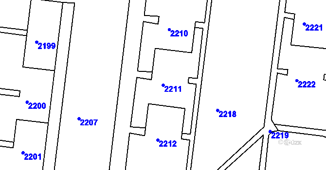 Parcela st. 2211 v KÚ Zruč nad Sázavou, Katastrální mapa