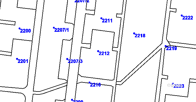 Parcela st. 2212 v KÚ Zruč nad Sázavou, Katastrální mapa