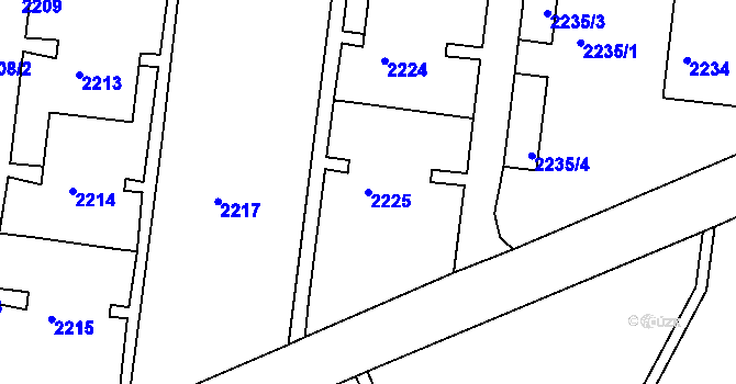 Parcela st. 2225 v KÚ Zruč nad Sázavou, Katastrální mapa