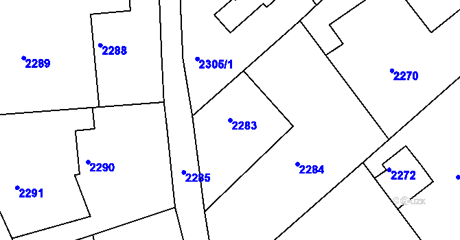 Parcela st. 2283 v KÚ Zruč nad Sázavou, Katastrální mapa
