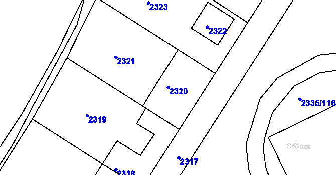 Parcela st. 2320 v KÚ Zruč nad Sázavou, Katastrální mapa