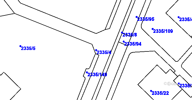Parcela st. 2335/4 v KÚ Zruč nad Sázavou, Katastrální mapa