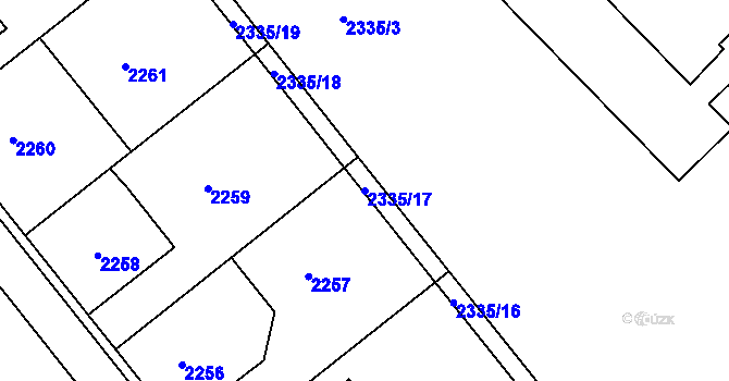 Parcela st. 2335/17 v KÚ Zruč nad Sázavou, Katastrální mapa