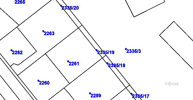 Parcela st. 2335/19 v KÚ Zruč nad Sázavou, Katastrální mapa