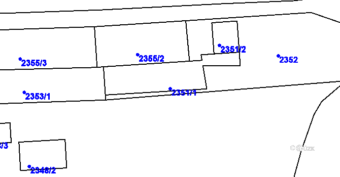 Parcela st. 2351/1 v KÚ Zruč nad Sázavou, Katastrální mapa