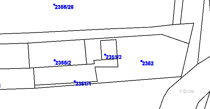 Parcela st. 2351/2 v KÚ Zruč nad Sázavou, Katastrální mapa