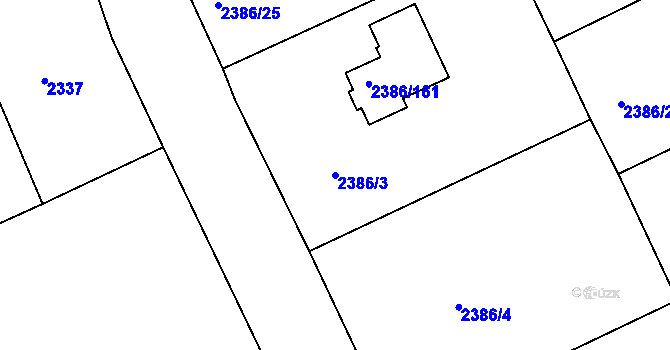 Parcela st. 2386/3 v KÚ Zruč nad Sázavou, Katastrální mapa