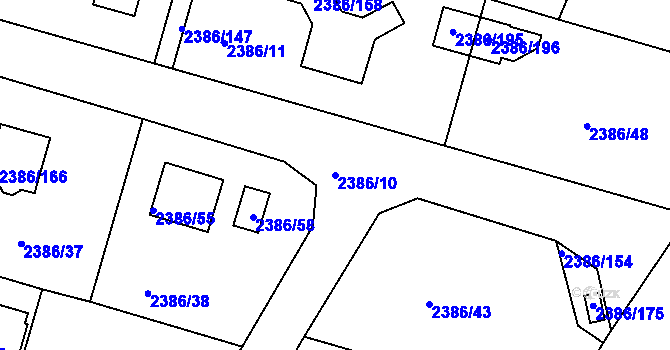 Parcela st. 2386/10 v KÚ Zruč nad Sázavou, Katastrální mapa