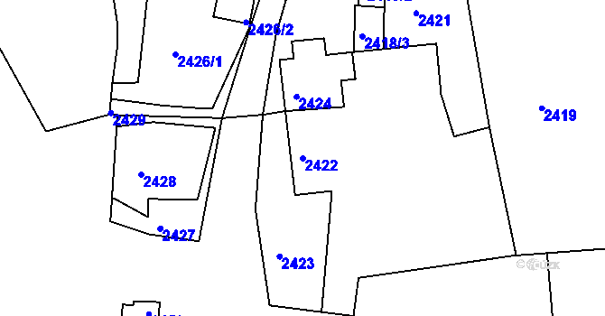 Parcela st. 2422 v KÚ Zruč nad Sázavou, Katastrální mapa