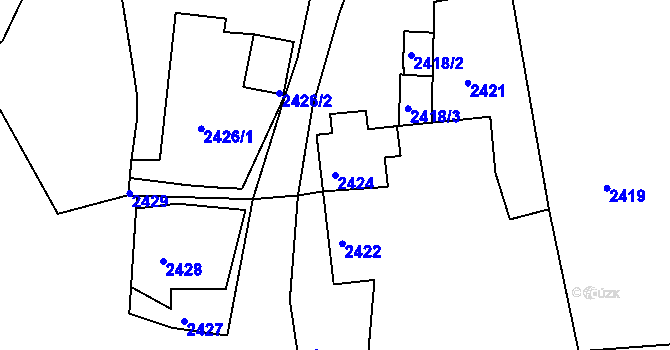 Parcela st. 2424 v KÚ Zruč nad Sázavou, Katastrální mapa
