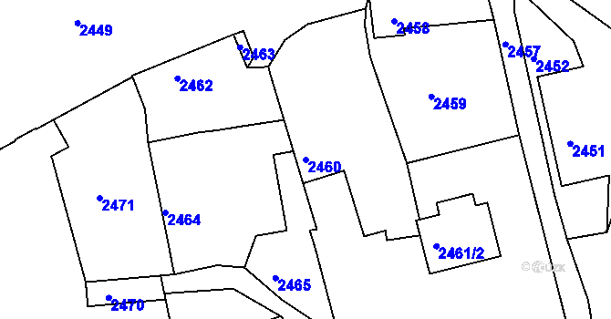 Parcela st. 2460 v KÚ Zruč nad Sázavou, Katastrální mapa