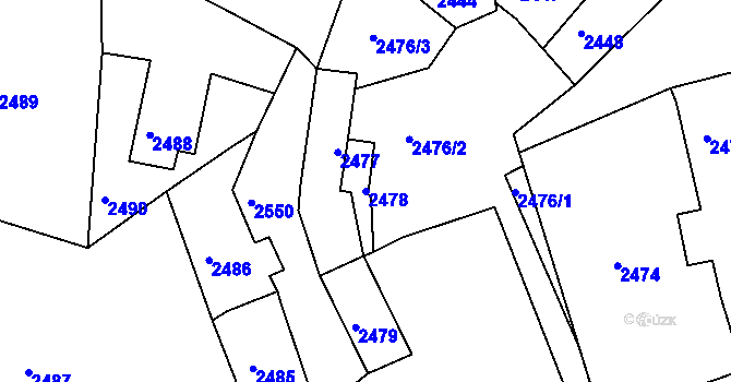 Parcela st. 2478 v KÚ Zruč nad Sázavou, Katastrální mapa