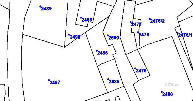 Parcela st. 2486 v KÚ Zruč nad Sázavou, Katastrální mapa