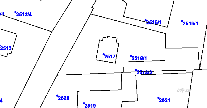 Parcela st. 2517 v KÚ Zruč nad Sázavou, Katastrální mapa