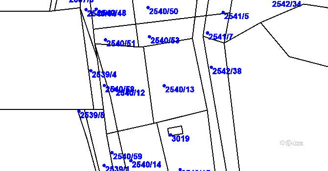 Parcela st. 2540/13 v KÚ Zruč nad Sázavou, Katastrální mapa