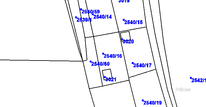 Parcela st. 2540/16 v KÚ Zruč nad Sázavou, Katastrální mapa