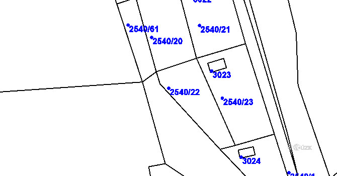 Parcela st. 2540/22 v KÚ Zruč nad Sázavou, Katastrální mapa