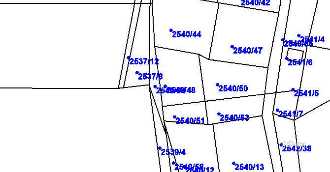 Parcela st. 2540/48 v KÚ Zruč nad Sázavou, Katastrální mapa