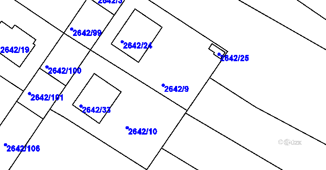 Parcela st. 2642/9 v KÚ Zruč nad Sázavou, Katastrální mapa