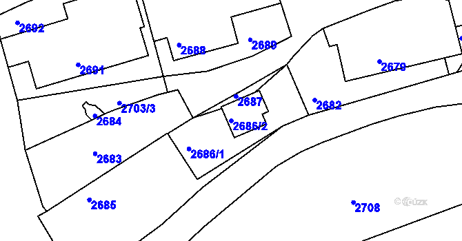 Parcela st. 2686/2 v KÚ Zruč nad Sázavou, Katastrální mapa