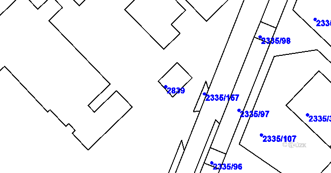 Parcela st. 2839 v KÚ Zruč nad Sázavou, Katastrální mapa