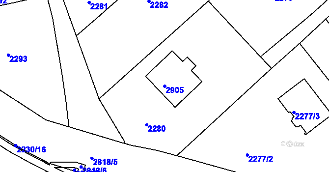 Parcela st. 2905 v KÚ Zruč nad Sázavou, Katastrální mapa