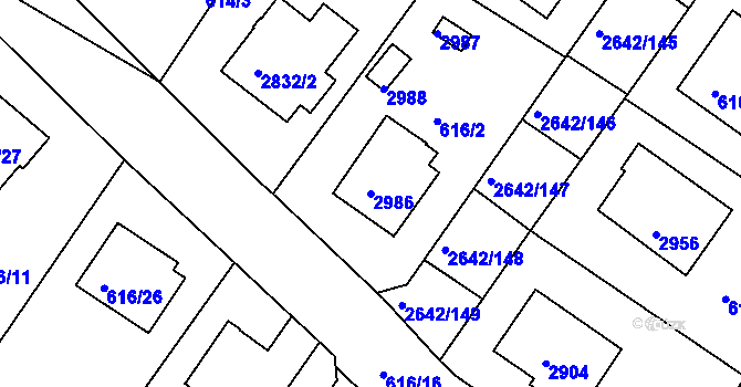 Parcela st. 2986 v KÚ Zruč nad Sázavou, Katastrální mapa