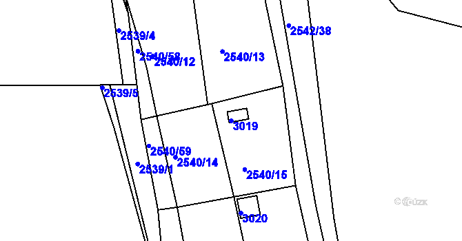 Parcela st. 3019 v KÚ Zruč nad Sázavou, Katastrální mapa