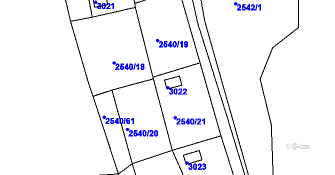 Parcela st. 3022 v KÚ Zruč nad Sázavou, Katastrální mapa