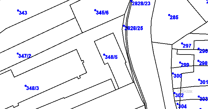Parcela st. 348/5 v KÚ Zruč nad Sázavou, Katastrální mapa
