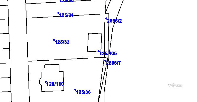 Parcela st. 125/105 v KÚ Zruč nad Sázavou, Katastrální mapa