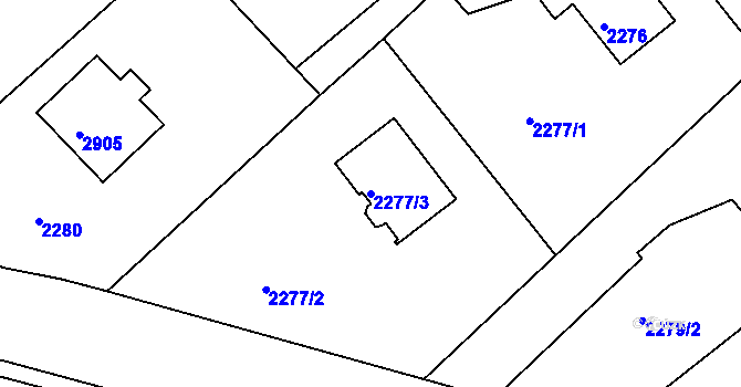 Parcela st. 2277/3 v KÚ Zruč nad Sázavou, Katastrální mapa